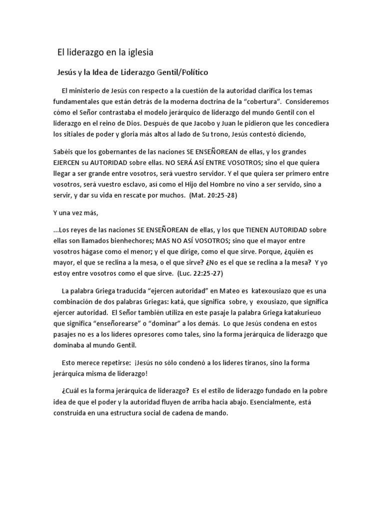 Liderazgo Gentil en la Iglesia | PDF | Jesús | Liderazgo