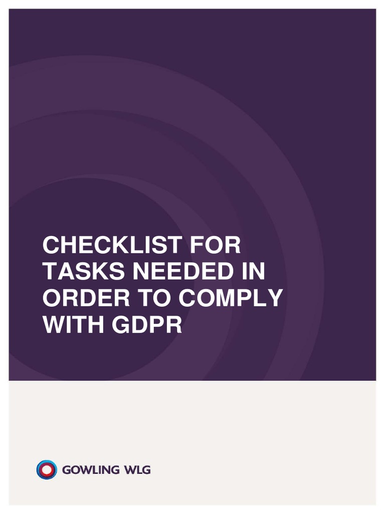 GDPR Compliance Task Checklist | PDF | Privacy | Personally ...