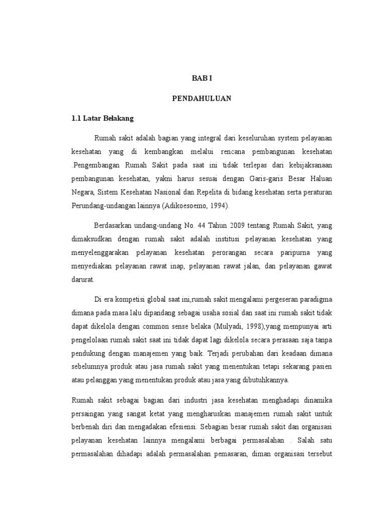 Manajemen Pemasaran Rumah Sakit