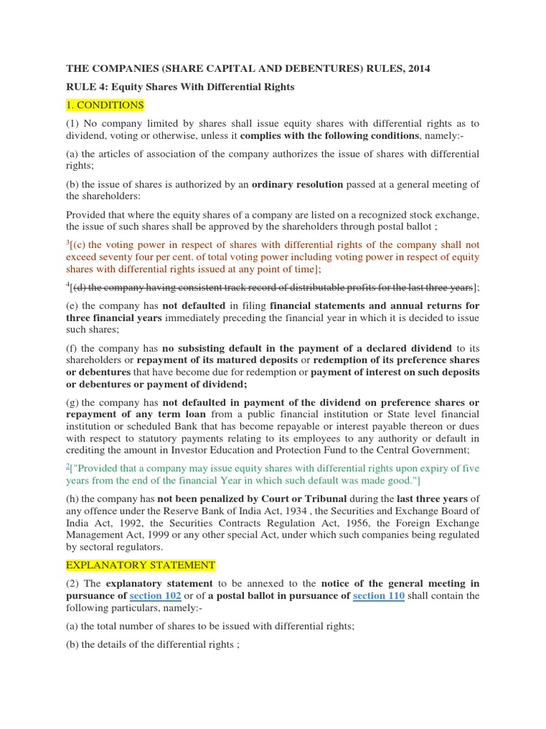 2.1. Differential Rights1 PDF Stocks Equity (Finance)