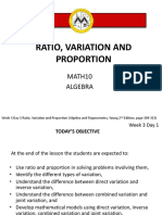 Ratio, Variation and Proportion: MATH10 Algebra
