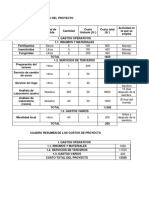 Ejemplo de Cuadro de Costos