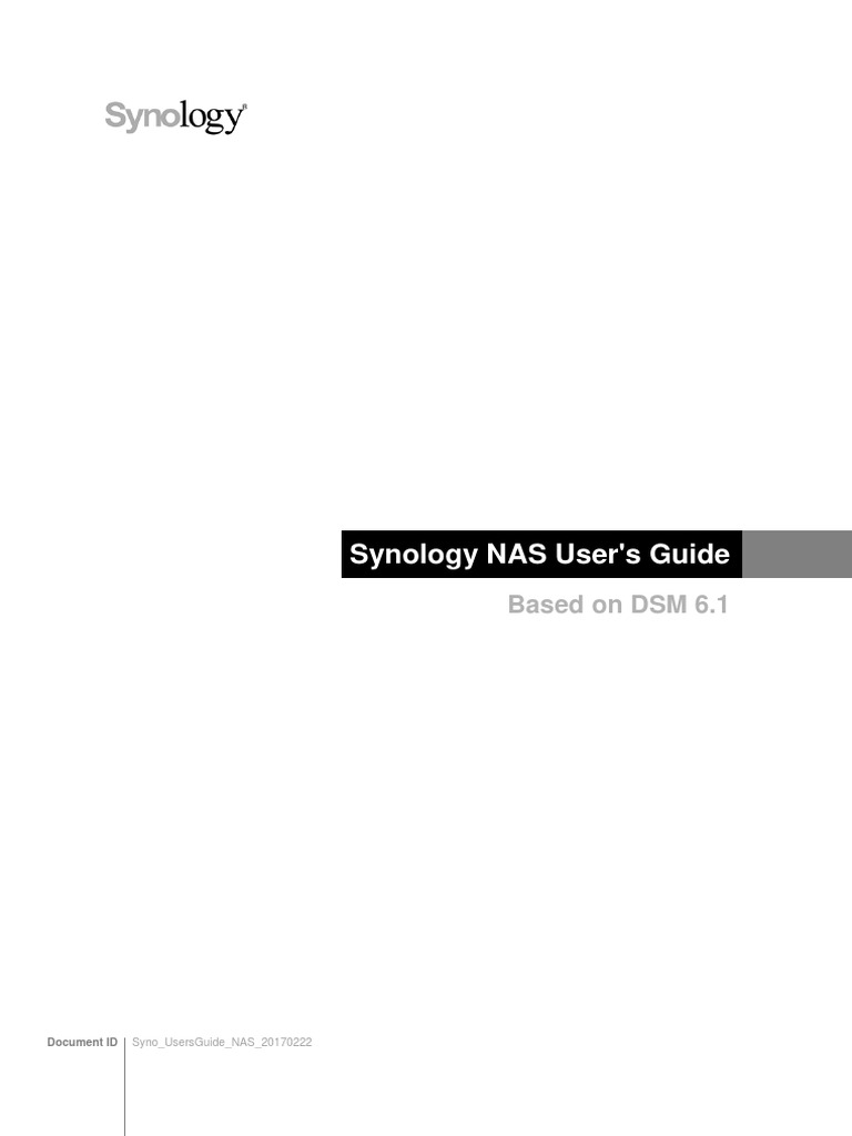Synology NAS User's Guide: Based On DSM 6.1 | PDF | World Wide Web ...