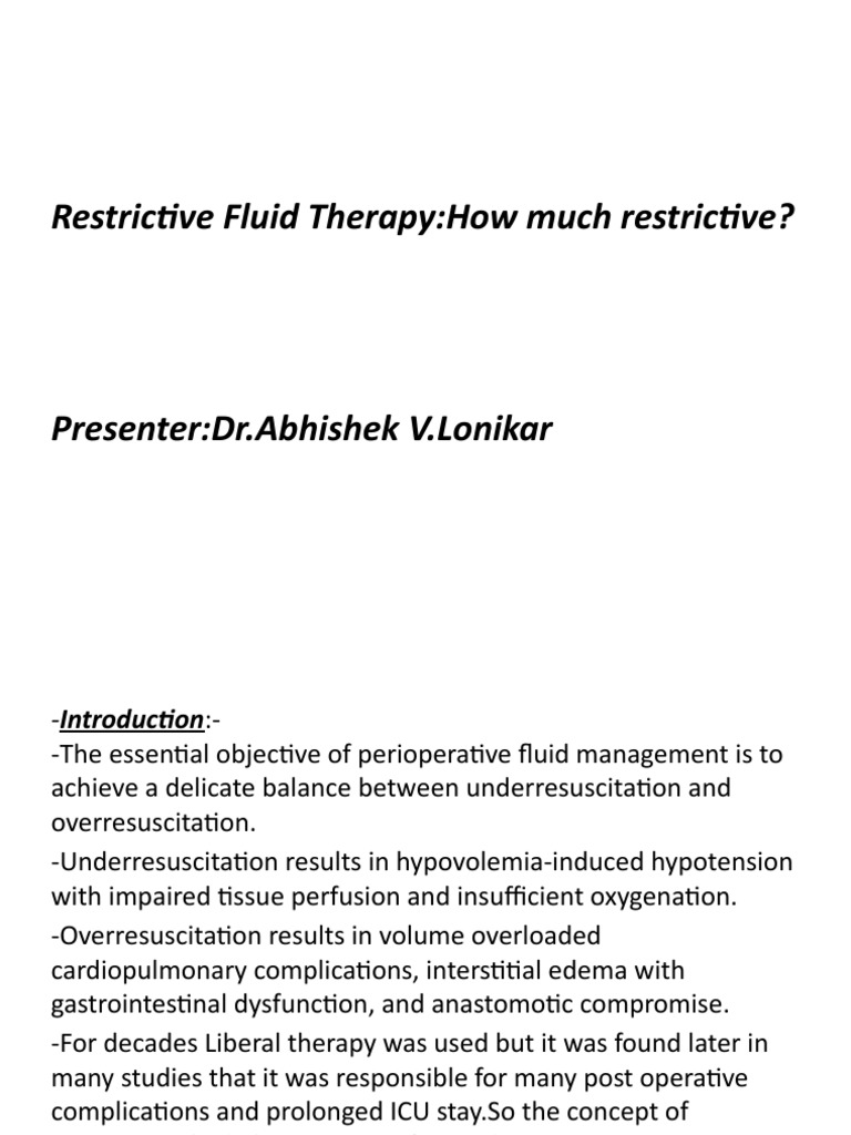 Early Restrictive Fluid Therapy – YLHE
