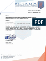 Oficio solicita aclaración descalificación proceso contratación seguridad