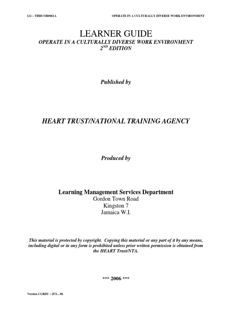 Learner Guide Heart Trust/National Training Agency PDF Nonverbal Communication Competence