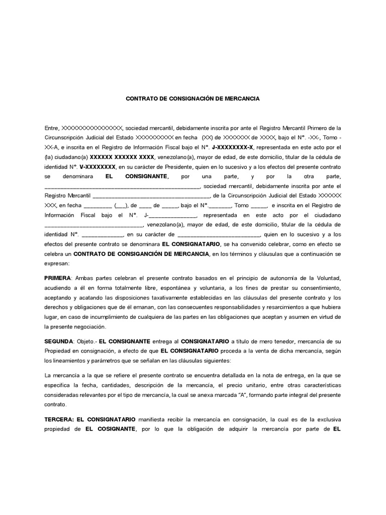Contrato de Consignación de Mercancia Viveres | PDF | Gobierno | Business