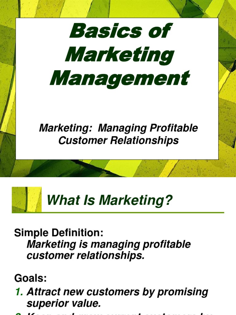 Basics of Mktg. PDF Customer Marketing