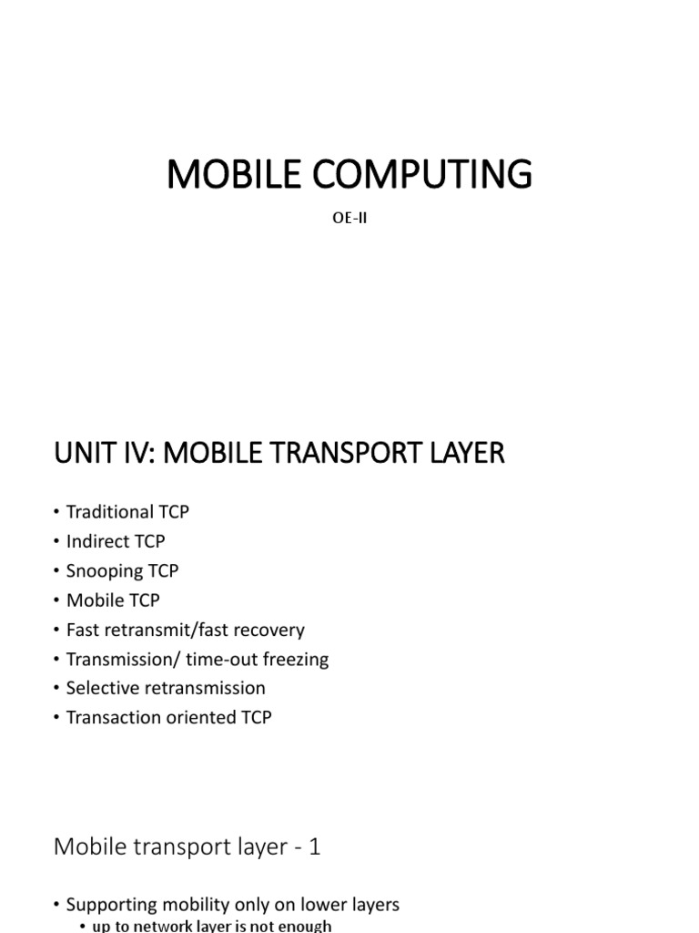 Mobile Transport Layer in TCP/IP Systems | PDF | Network Congestion ...