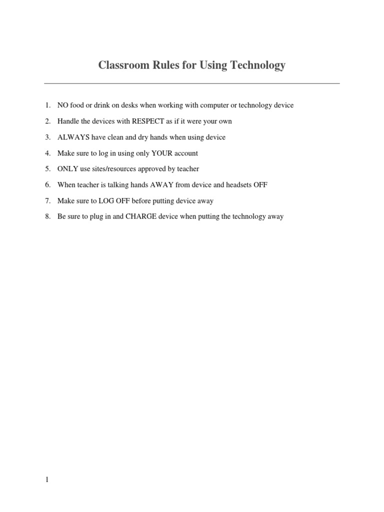 Classroom Technology Usage Rules | PDF | Wellness