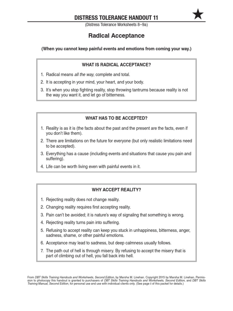 Radical Acceptance DBT | PDF | Dialectical Behavior Therapy | Clinical  Psychology