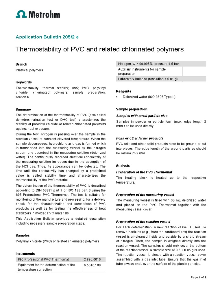PVC Thermal Stability Testing Guide | PDF | Polyvinyl Chloride | Chlorine