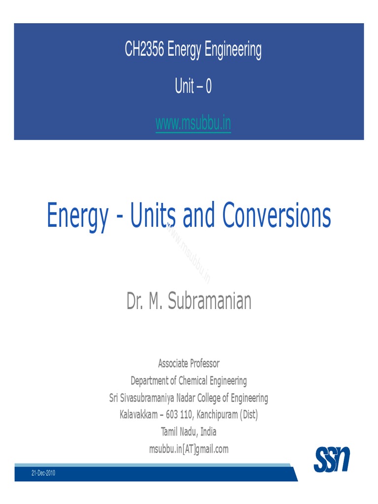 Energy Units and Conversion Guide | PDF | Watt | Kilowatt Hour