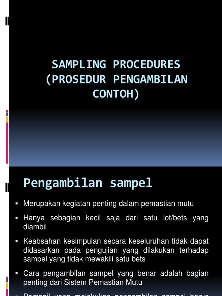 Prosedur Pengambilan Sampel Farmasi | PDF