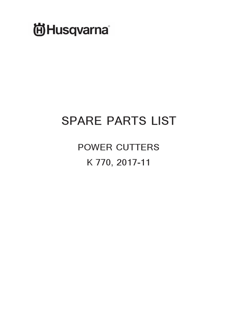 Husqvarna K770 Parts List 2017-11 | PDF | Carburetor | Cylinder (Engine)