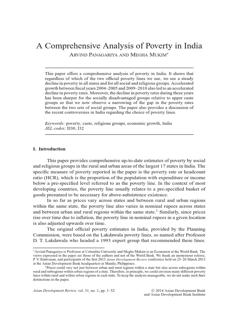 Analysis of Poverty in India PDF | PDF | Poverty Threshold | Poverty