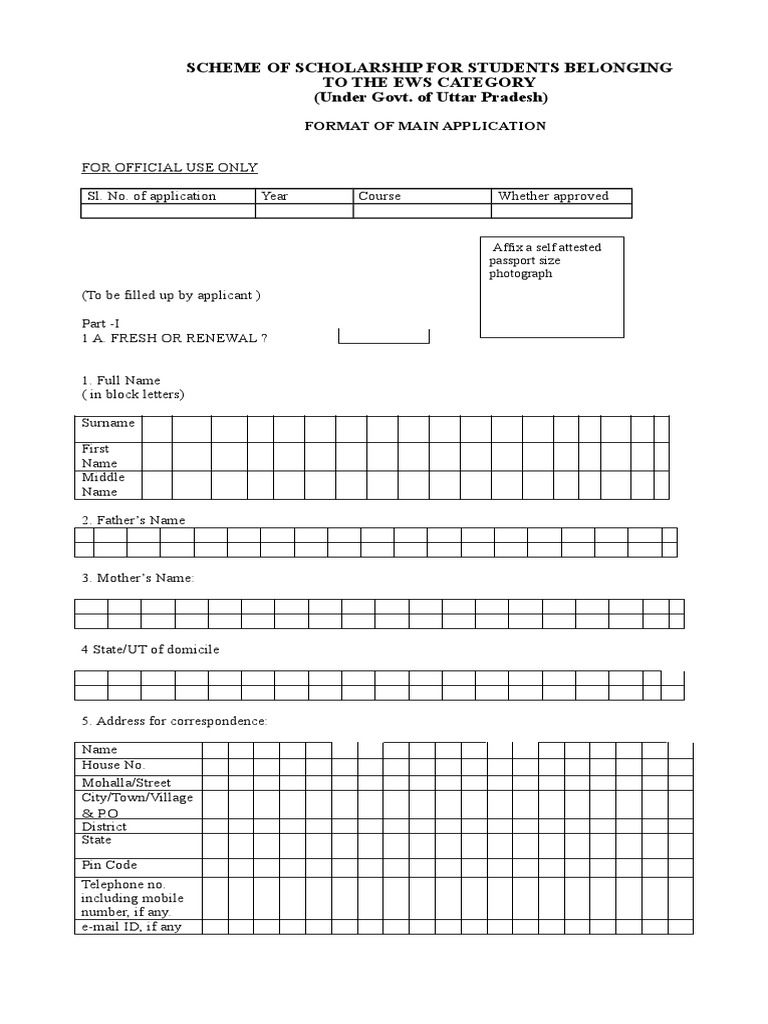 Scheme of Scholarship For Students Belonging To The Ews Category (Under ...