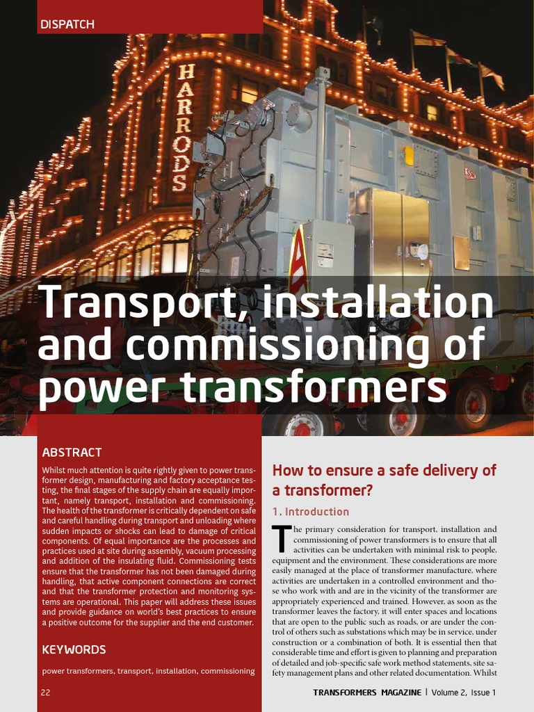 Transport and Commissioning of Transformers | PDF | Leak | Transformer