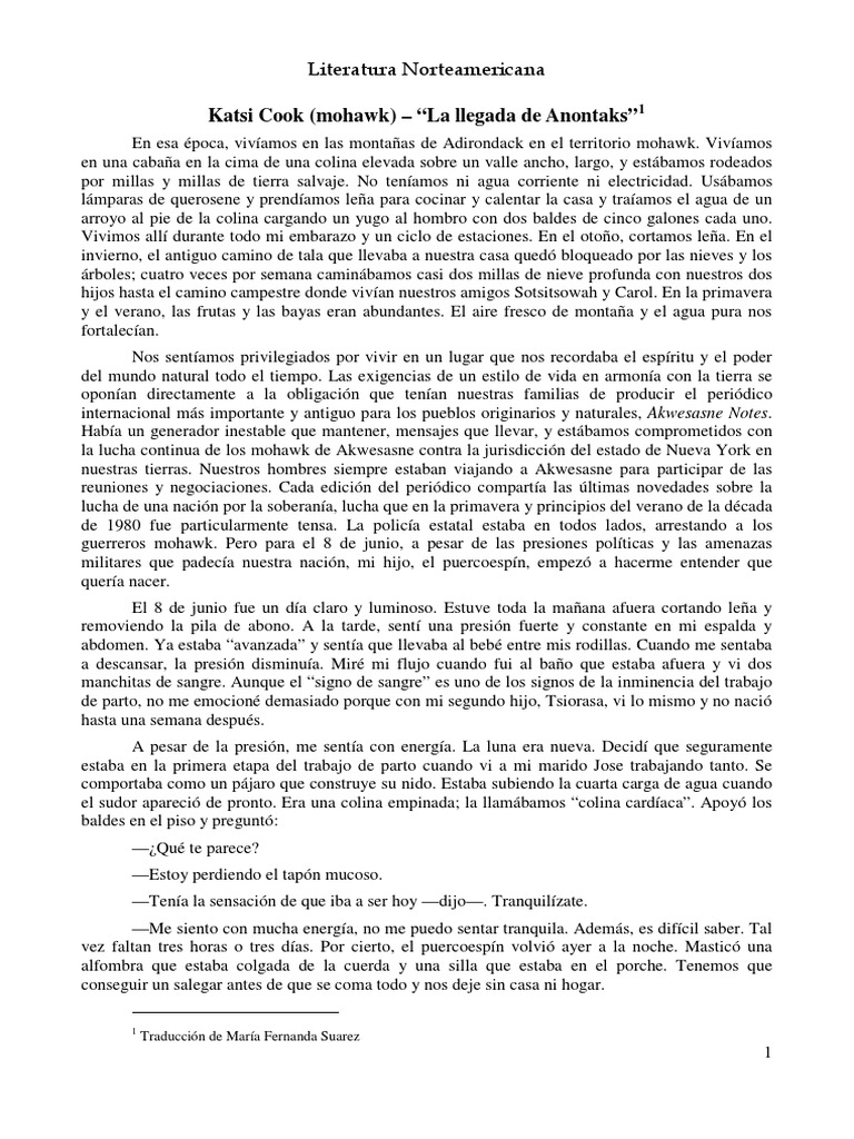 Katsi Cook La Llegada de Anontaks PDF PDF Parto Agua