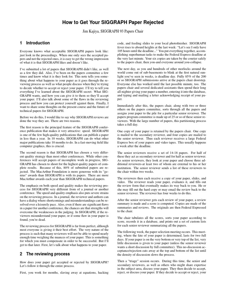 Understanding the SIGGRAPH Paper Review Process Insights from a Papers