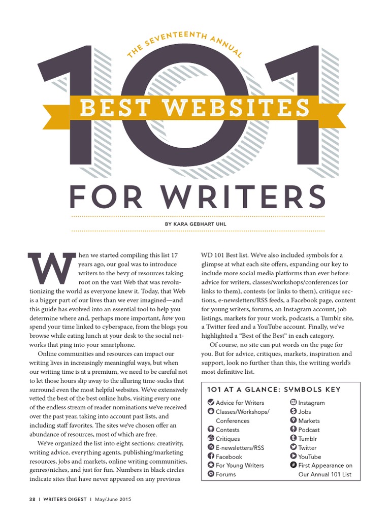 101 Best sites For Writers 2015 PDF PDF Publishing Writers