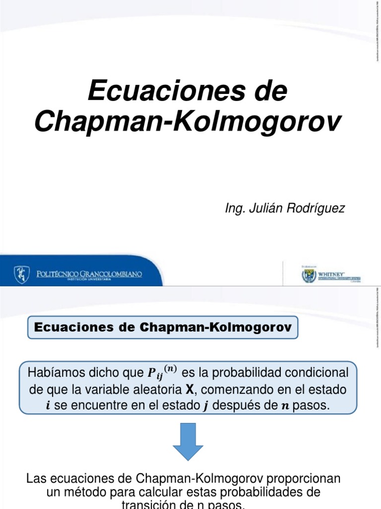 Semana 2. Ecuaciones de ChapmanKolmogorov PDF Matriz (Matemáticas