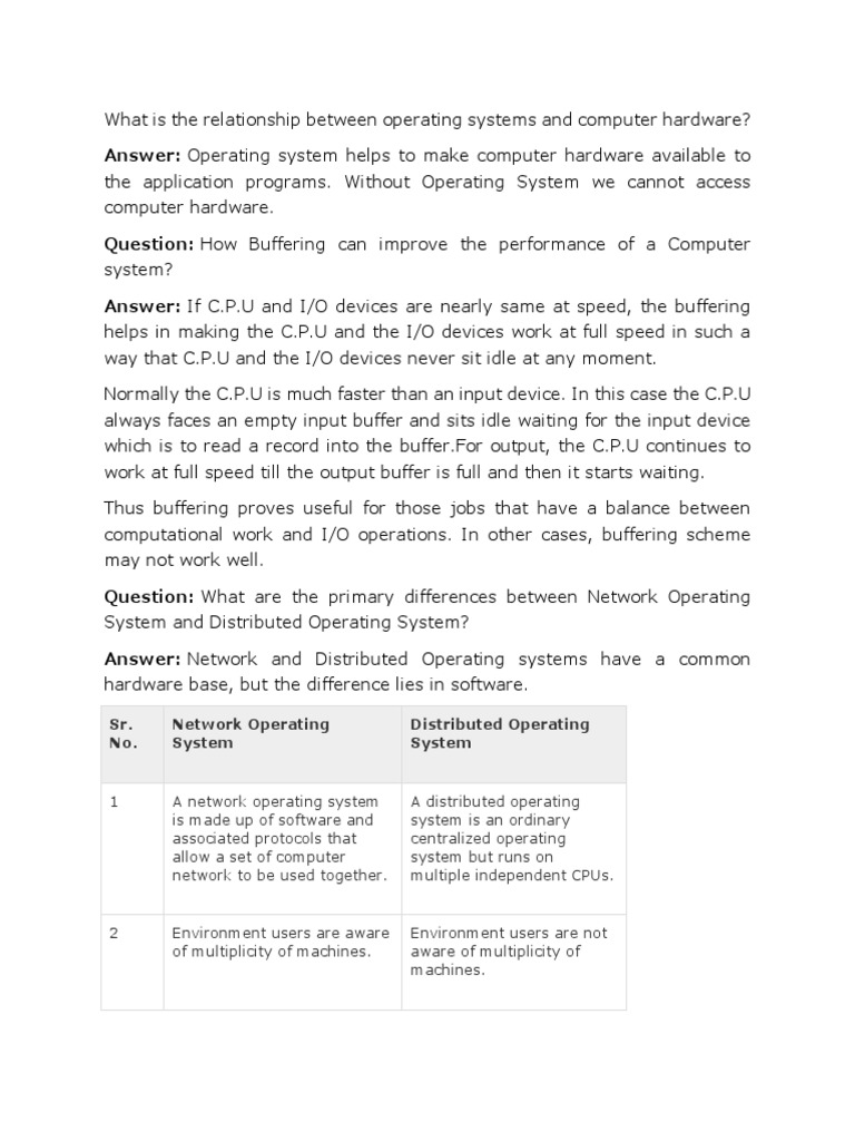 Sr. No. Network Operating System Distributed Operating System | PDF ...