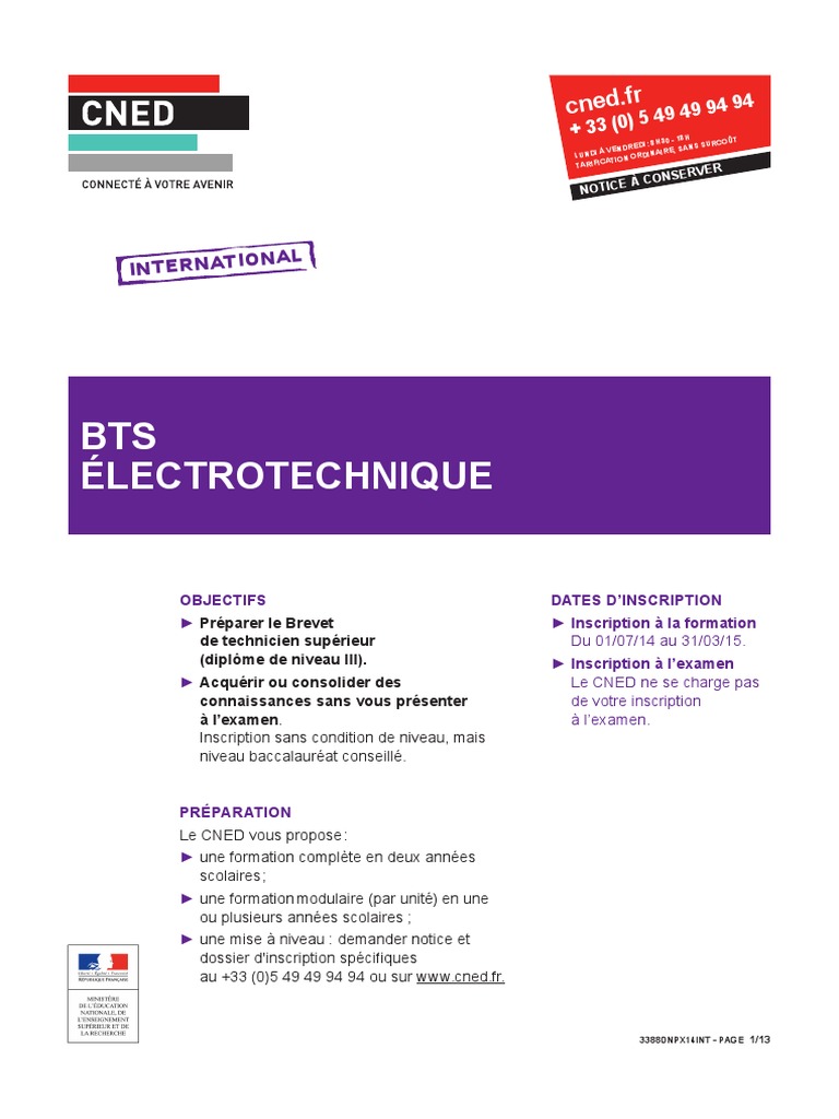 Bts Electrotechnique Pdf Apprentissage Enseignement Superieur