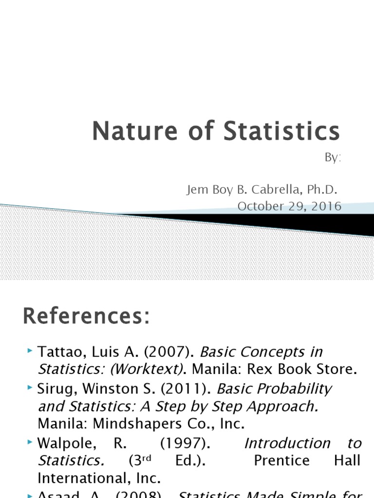 Nature of Statistics W1 PDF Sampling (Statistics) Randomness