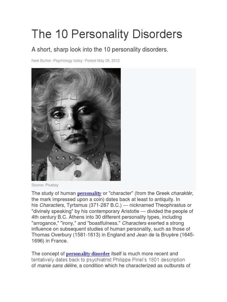Overview of 10 Personality Disorders | PDF | Personality Disorder ...