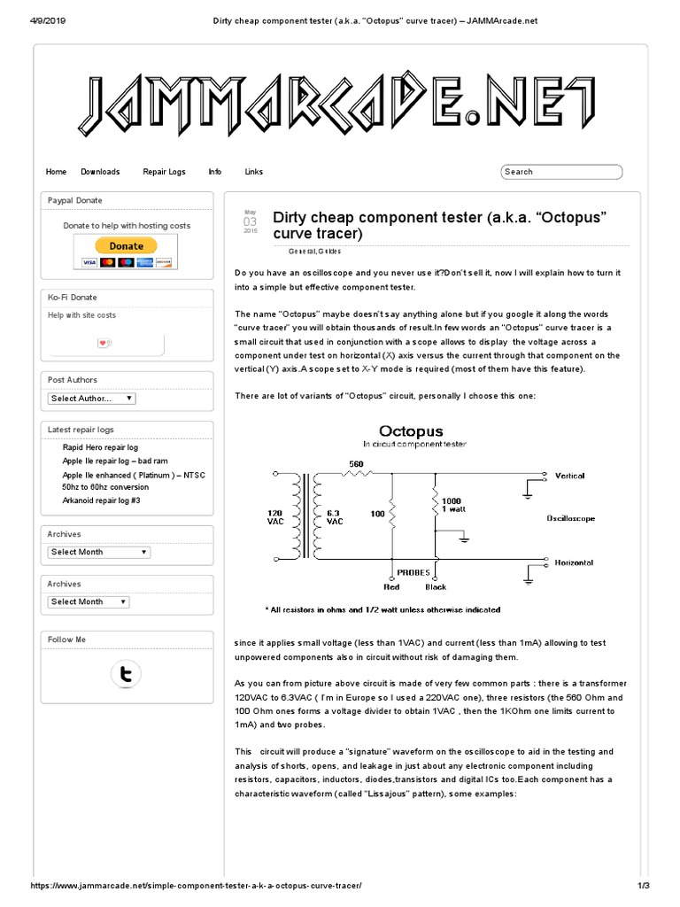 Octopus Curve Tracer Electronic Circuits Electronics