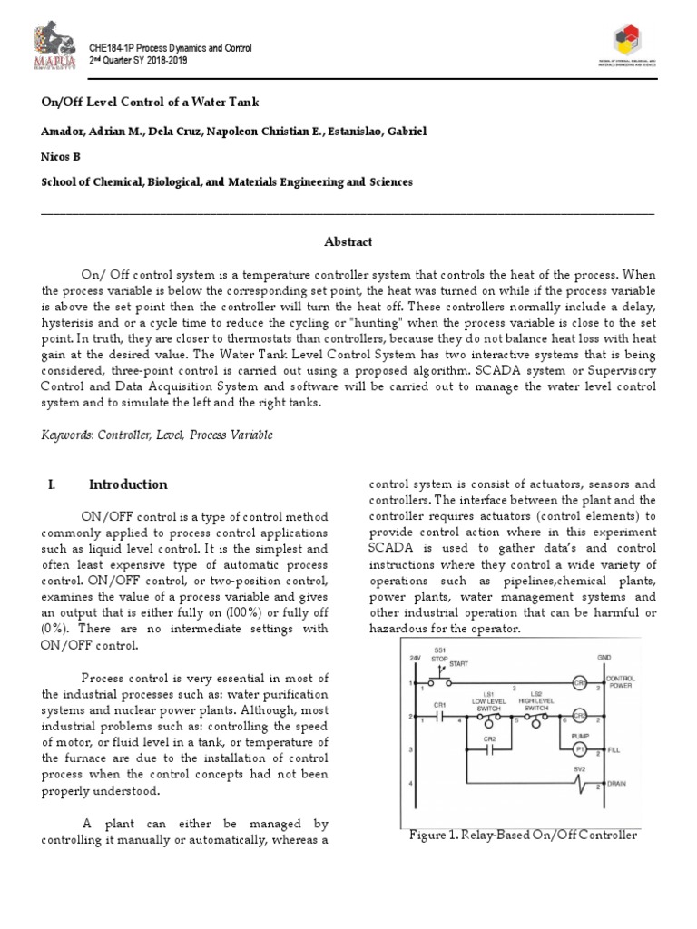 On Off Level Control of A Water Tank | PDF | Process Control | Scada