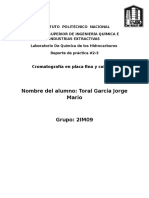 Nombre Del Alumno: Toral García Jorge Mario: Cromatografía en Placa Fina y Columna