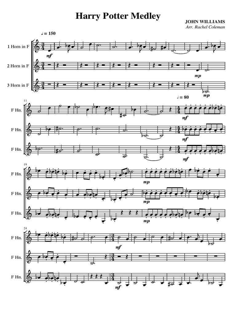 Harry Potter Medley for French Horn Leisure Sports