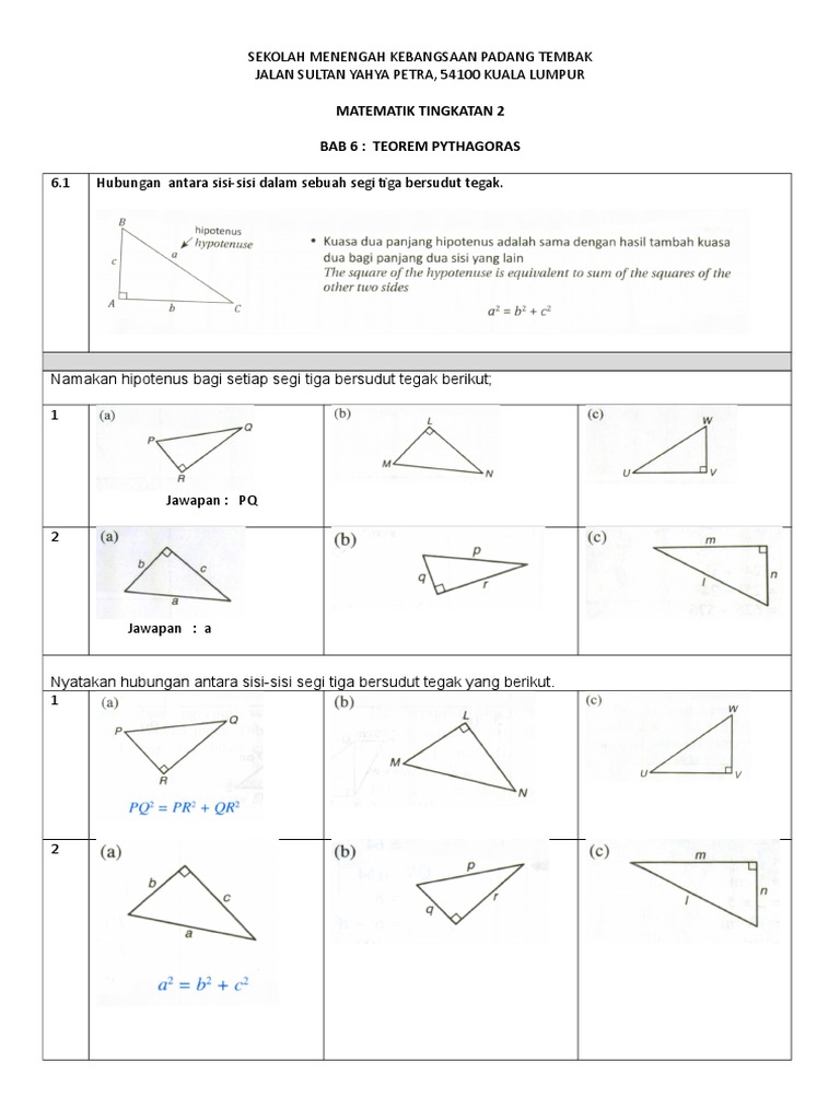 Bab 6 Teorem Phytagoras Pdf