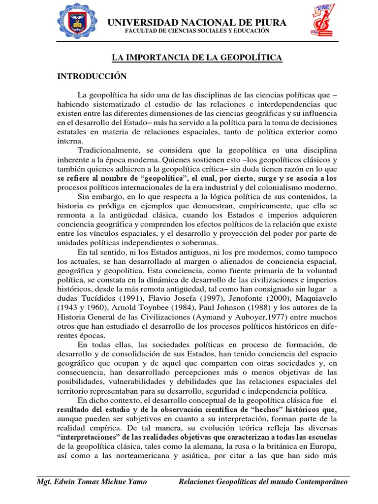 Importancia de la Geopolítica Actual | PDF | Geopolítica | Science