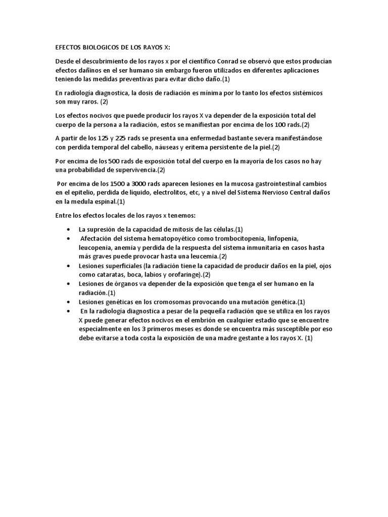 Efectos Biologicos de Los Rayos X | PDF | Rayo X | Leucemia