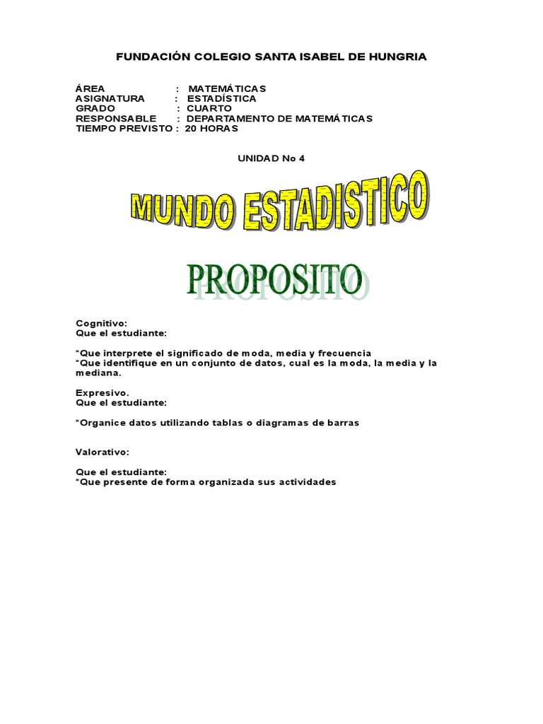 Estadística para Cuarto de Primaria | PDF | Estadísticas | Mediana