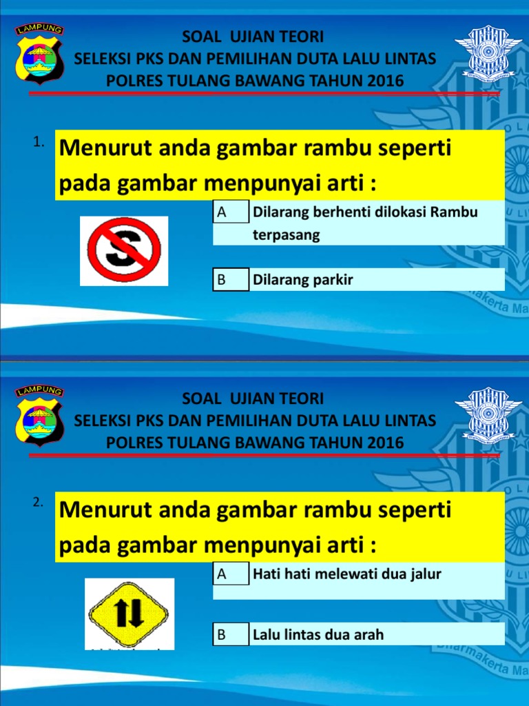 Soal Pemilihan Duta Lalu Lintas
