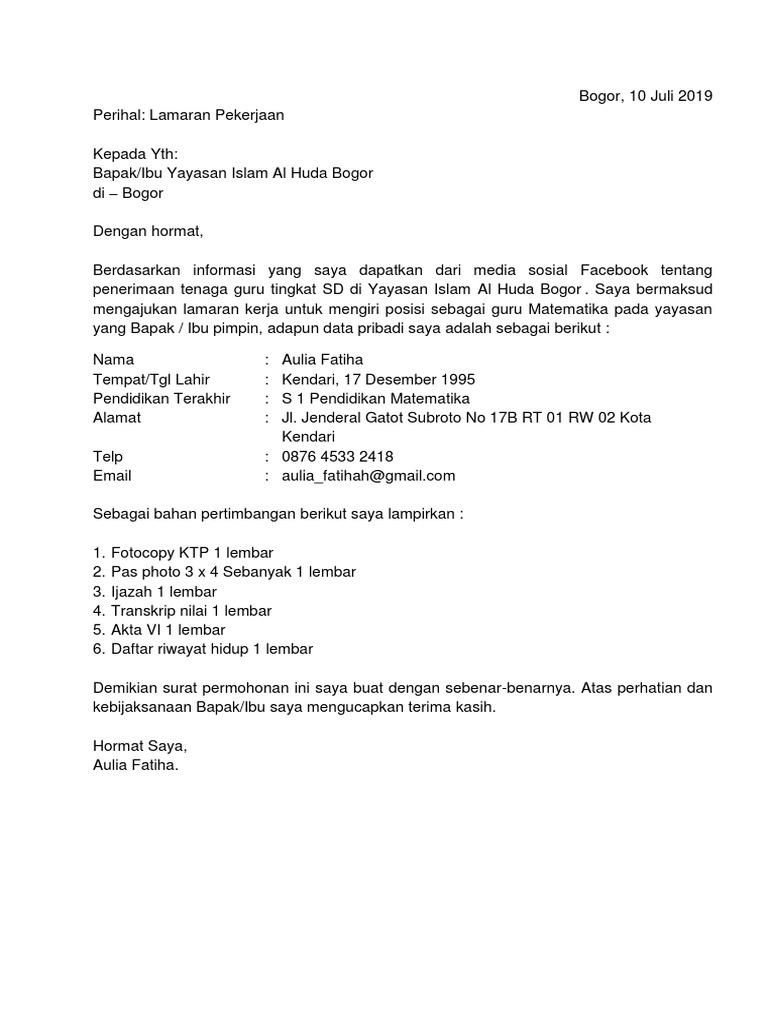 Contoh Surat Yayasan Nusagates