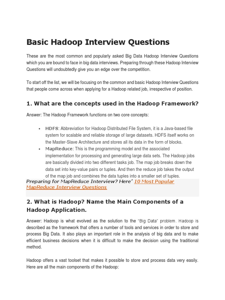 Essential Hadoop Interview Questions | PDF | Apache Hadoop | Map Reduce