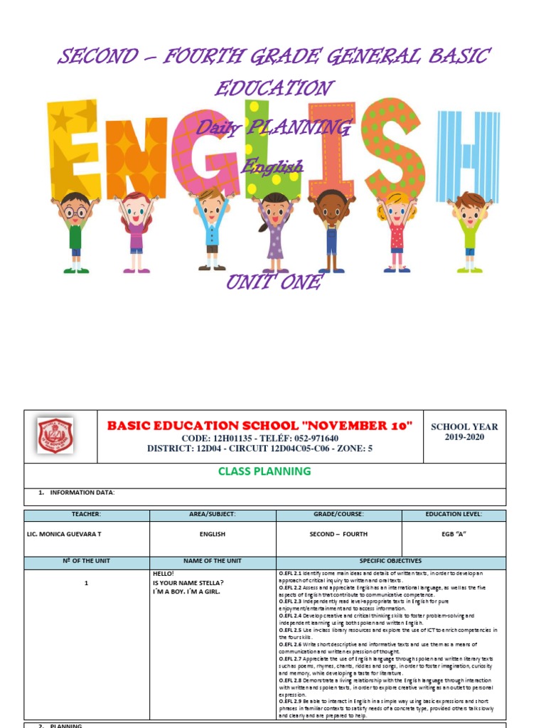 Plan De Clases Ingles 2 3 4 Hoy 5 De Abril Pdf English As A