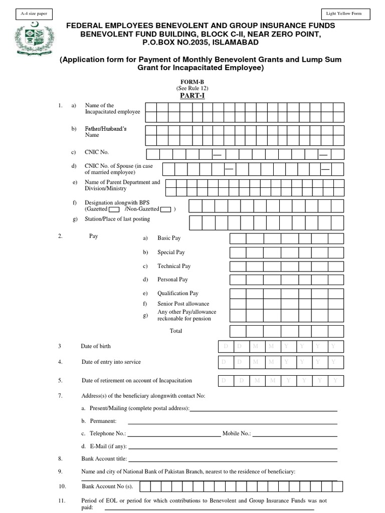 Federal Employees Benevolent Fund Application | PDF | Government ...