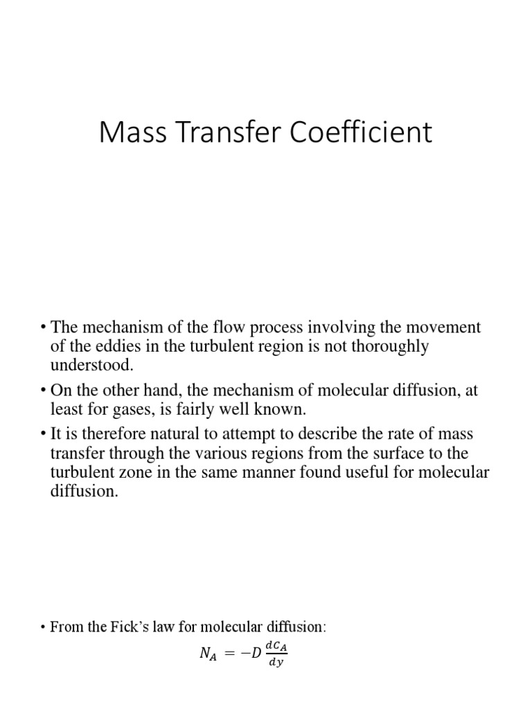 Understanding Mass Transfer Coefficient | PDF | Diffusion | Chemical ...