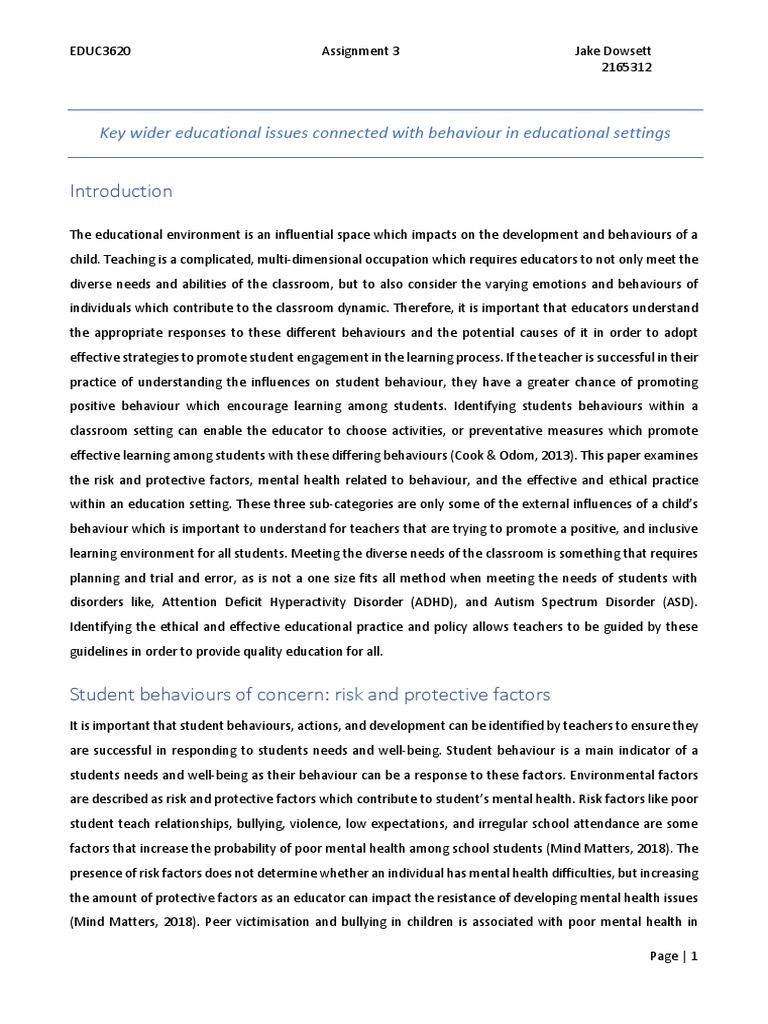 Assignment 3 Final Assignment Jake Dowsett | PDF | Mental Disorder ...