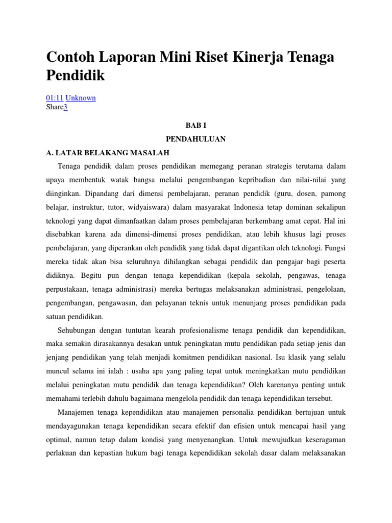 Contoh Laporan Mini Riset Kinerja Tenaga Pendidik 01 11 Unknown 3