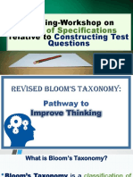 Training on Table of Specifications and Revised Bloom's Taxonomy