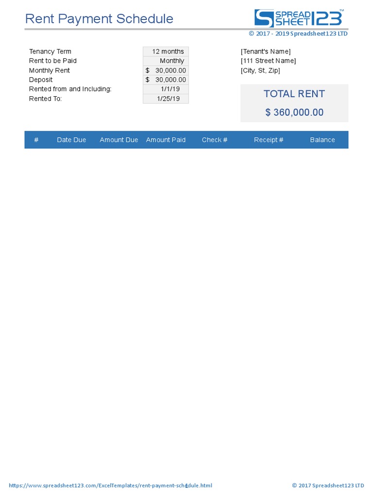 Rent Payment Schedule PDF Renting Leasehold Estate