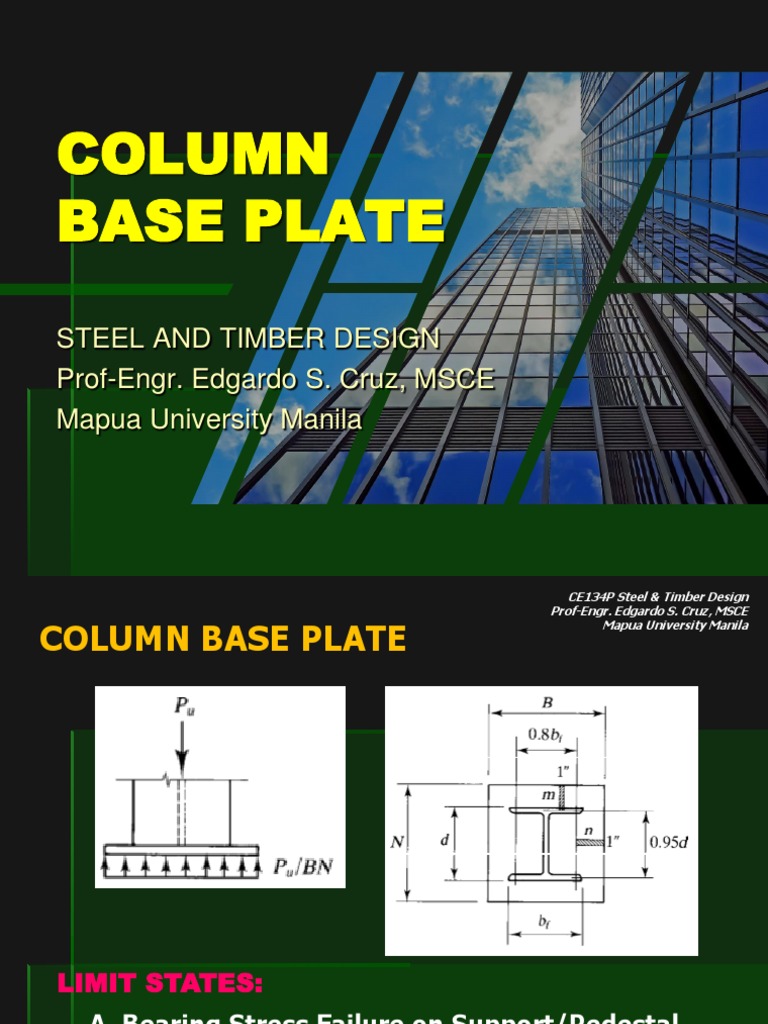 Economical Design of Column Base Plates | PDF | Column | Bending