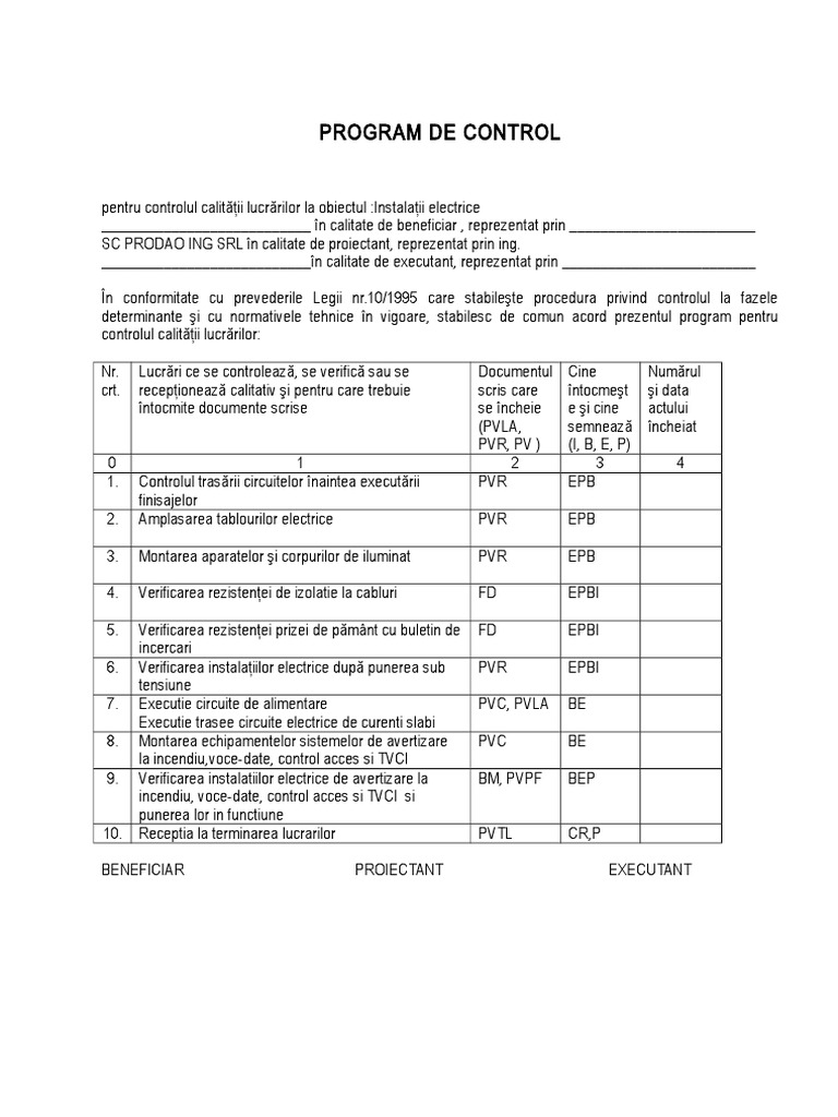 Program de Control | PDF